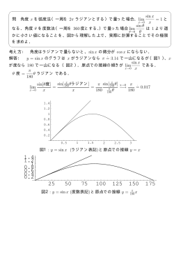 sinx x = 1 と lim sin&theta; &theta; . lim sinx x &pi; 180 lim sin[&theta;度] x = sin[ &pi; x = &pi;
