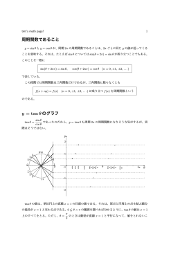 周期関数であること y = tan &theta; のグラフ