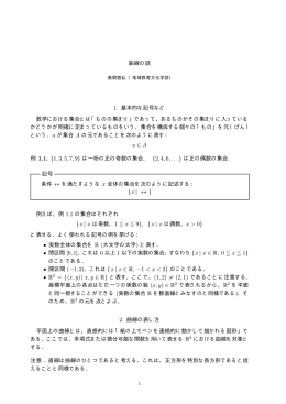 曲線の話 1. 基本的な記号など 数学における集合とは「ものの集まり」で