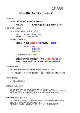 SIN(2×円周率×( 総日数÷周期）の余り÷周期） エクセル関数