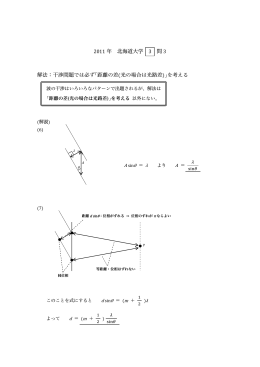 2011 年 北海道大学 3 問 3 解法：干渉問題では必ず｢距離の差(光の