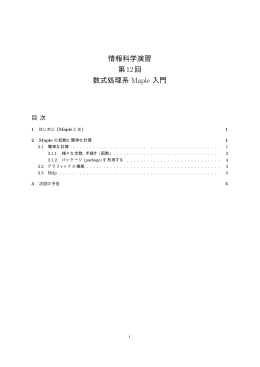 情報科学演習 第12回 数式処理系 Maple 入門