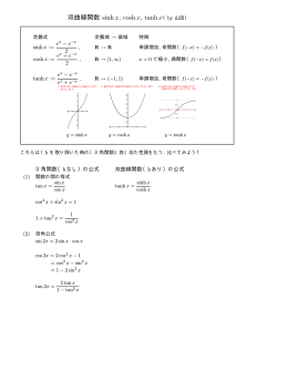 双曲線関数 sinhx, coshx, tanhx（by 山田）