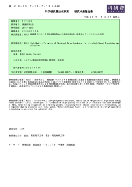 科学研究費助成事業 研究成果報告書 - KAKEN