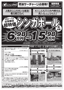 福岡発着！超特価！！シンガポール 4日間