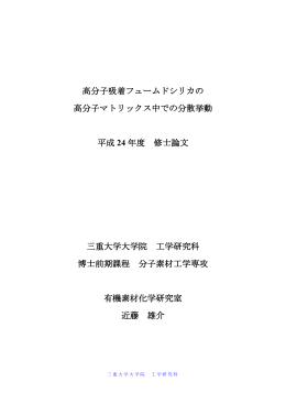 高分子吸着フュームドシリカの 高分子マトリックス中 - MIUSE