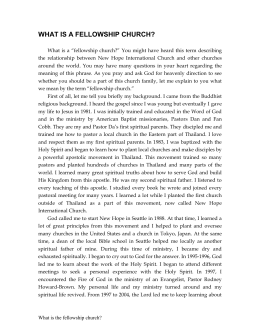 WHAT IS A FELLOWSHIP CHURCH?