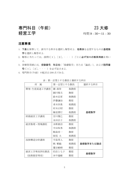 専門科目（午前） 23 大修 経営工学