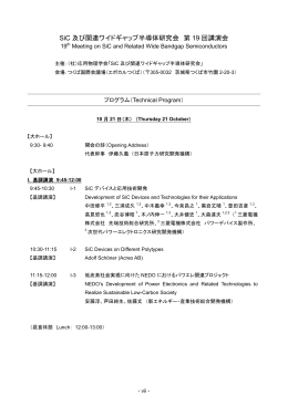SiC 及び関連ワイドギャップ半導体研究会 第 19 回講演会