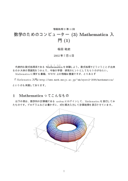 数学のためのコンピューター (3) Mathematica 入 門 (1)