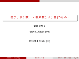 拡がりゆく数 ∼ 複素数という蕾 (つぼみ)