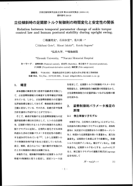 立位傾斜時の足関節 トルク制御則の時間変化と安定性の関係