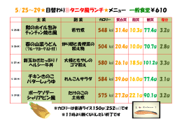 5/25～29  日替わり  タニタ風ランチ  メニュー 一般食堂￥610