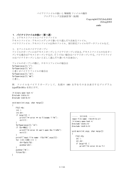 1 / 15 バイナリファイルの扱いと WAVE ファイルの操作 プログラミング