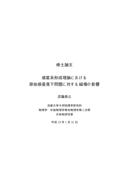 修士論文 惑星系形成理論における 原始惑星落下問題に対する磁場の影響
