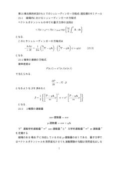 第21章古典的状況のもとでのシュレーディンガー方程式：超