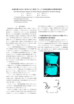 非線形集中ばねで支持された弾性ブロックの連成振動の有限要素解析