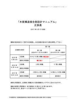 「木質構造接合部設計マニュアル」 正誤表