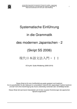 Skript SS 2 現代日本語文法入 Systematische Einführung in die