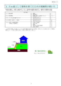 1.5m盛土して建物を建てたため石積擁壁が傾いた ＊原因を調査し