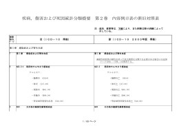 疾病，傷害および死因統計分類提要 第2巻 内容例示表の新旧対照表