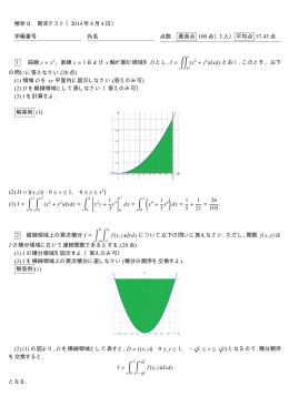 解析 II 期末テスト（2014 年 8 月 4 日） 学籍番号 氏名