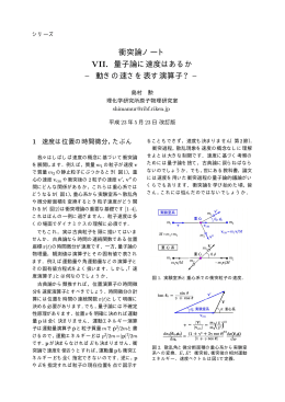 衝突論ノート VII．量子論に速度はあるか &minus; 動きの速さを