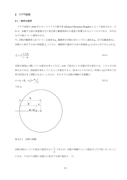2 ドプラ効果 f f c + uo c &minus; us f u tt ux = &minus; &times; = &lambda;