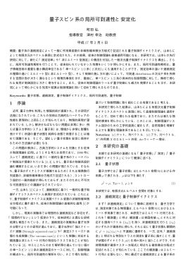 量子スピン系の局所可到達性と安定化