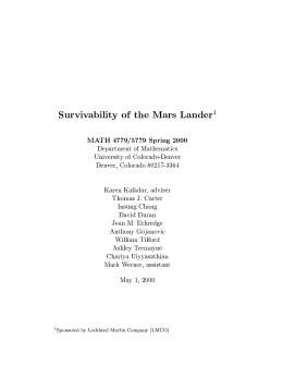 Survivability of the Mars Lander1 MATH 4779/5779 Spring