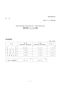 連結決算についてのご通知