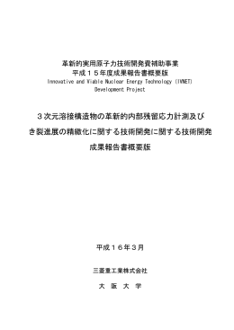 3次元溶接構造物の革新的内部残留応力計測及び き裂進展の精緻化