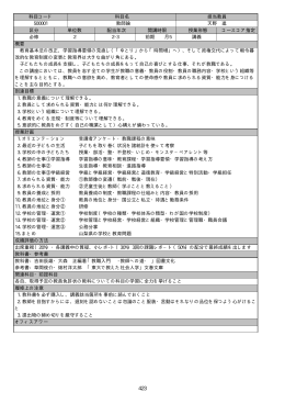 科目コード 科目名 担当教員 500001 教師論 天野 進 区分 単位数 配当
