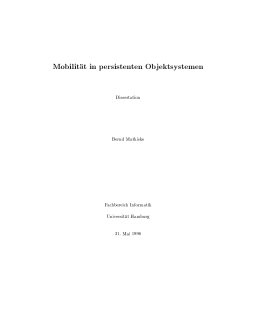Mobilit at in persistenten Objektsystemen Dissertation Bernd