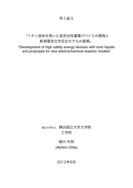 イオン液体を用いた高安全性蓄電デバイスの開発と 新規