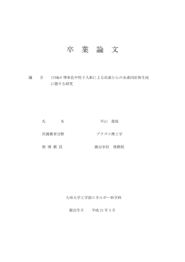 卒 業 論 文 - 九州大学 中島研究室
