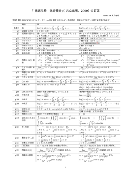 「徹底攻略 微分積分」（共立出版， 2009）の訂正