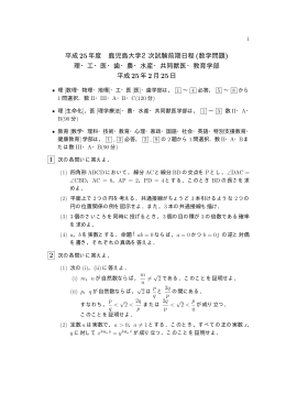 2013年 - 入試の軌跡 & 入試問題(数学)