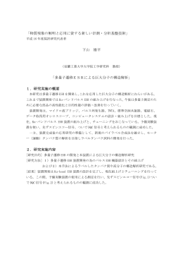 「物質現象の解明と応用に資する新しい計測・分析基盤技術」 下山 雄平