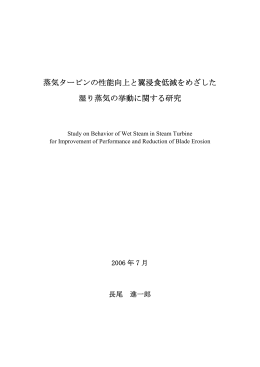 蒸気タービンの性能向上と翼浸食低減をめざした 湿り蒸気の挙動