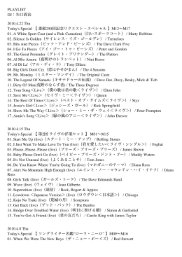 PLAYLIST DJ：矢口清治 2010.4.22 Thu Today`s Special 【 番組250回