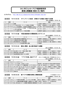 2012 年ジェトロ・アジア経済研究所 夏期公開講座