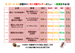 8/31～9/4  日替わり  タニタ風ランチ  メニュー 一般食堂￥610