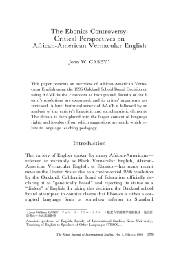 TheEbonicsControversy: CriticalPerspectiveson African