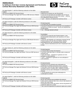 HP ProCurve Warranty Book
