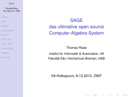 SAGE das ultimative open source Computer-Algebra