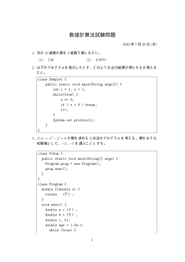 2003年度数値計算法前期試験 (PDF形式)