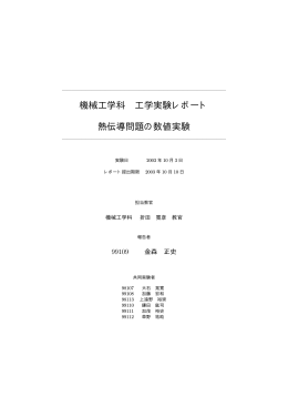機械工学科 工学実験レポート 熱伝導問題の数値実験