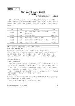 物性なんでもQ＆Aより(17)(ラマン散乱)