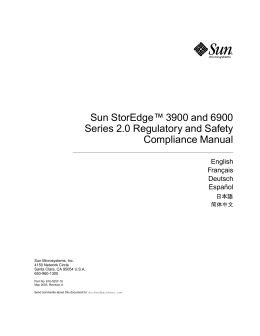 Sun StorEdge 3900 and 6900 Series 2.0 Regulatory and Safety